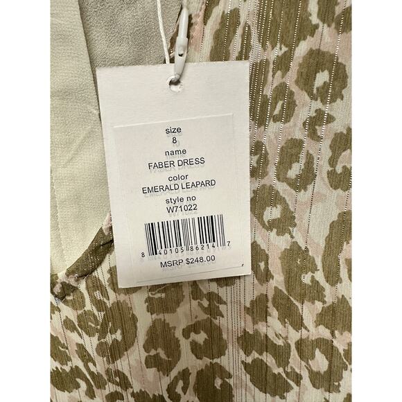 WALTER BAKER  Faber Tie-Detailed Leopard-Print Metallic Georgette Dress Sz 8 - Picture 10 of 16